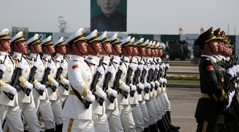 「巴基斯坦日」閱兵綵排19日在伊斯蘭堡舉行，中國人民解放軍三軍儀仗隊首次亮相/新華社