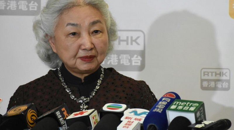 梁愛詩昨日於電台節目反駁「割地」謬論。記者 馮瀚文攝