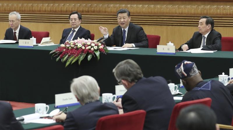 十一月三十日，中國國家主席習近平在北京人民大會堂會見來華出席「二○一七從都國際論壇」的世界領袖聯盟成員 中新社