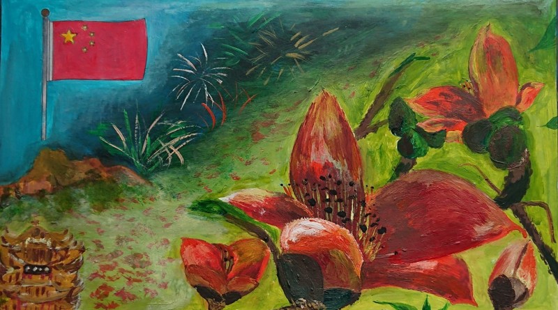 黎小梅畫作《英雄花贈英雄》2020.4.7